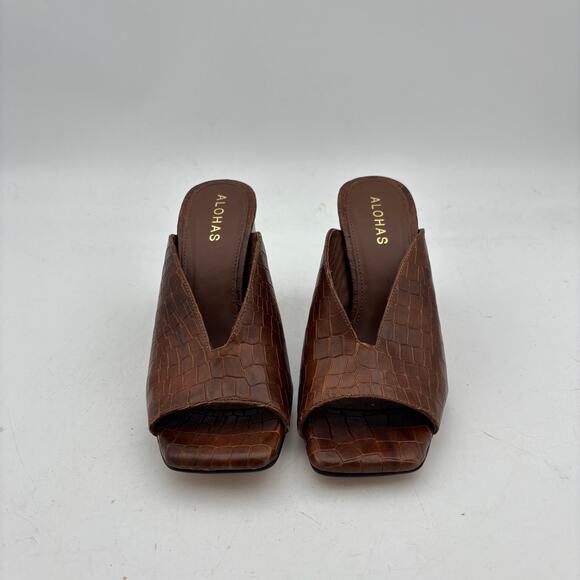 Alohas Frenchie Alli Brown Mules Heels Women's 36 US 6 - Picture 2 of 12